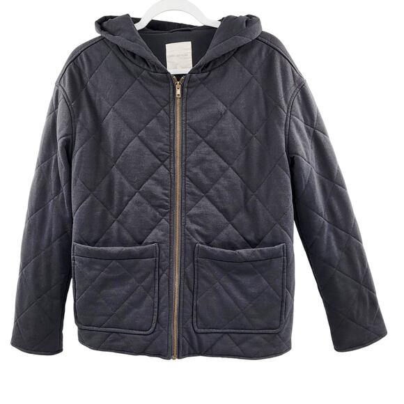 Avec Les Filles Charcoal Gray Diamond Quilted Hooded Full Zip Jacket Women's XXS - Picture 1 of 8